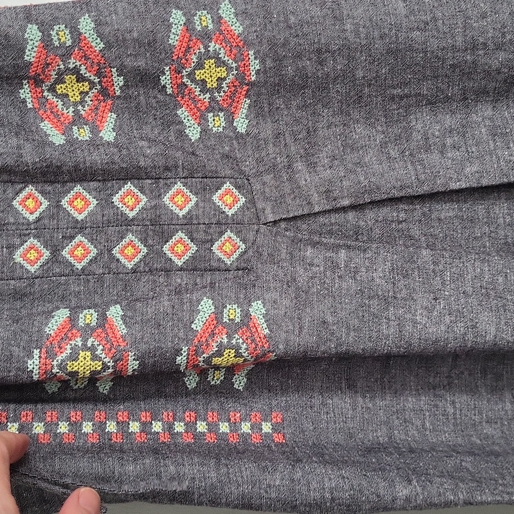 Anthropologie/Uncle Frank Embroidered Halter Dress - Gray - S - Picture 5 of 6